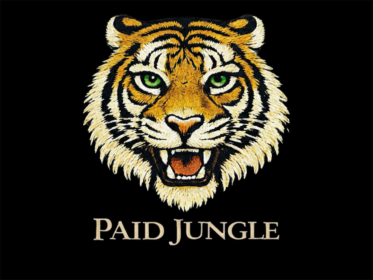 Paid Jungle tiger logo on black background